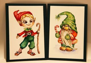 Dwa obrazki przedstawiające elfa i skrzata
